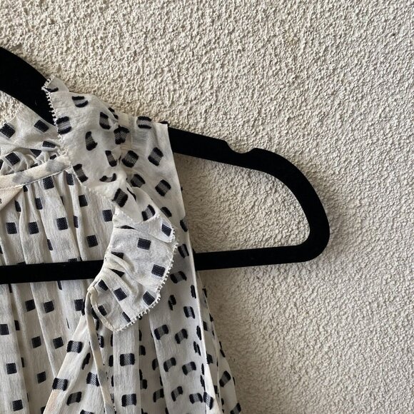 REBECCA TAYLOR Womens Blouse White Box Clip Dot Silk Ruffle Top Size 0 - Picture 5 of 11